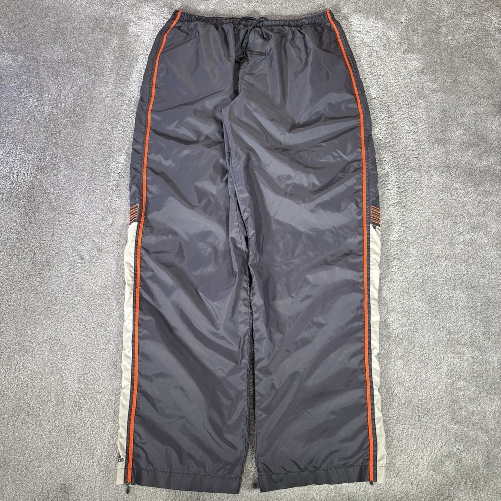 Vintage Adidas Track Pants Mens XL Gray Orange Striped Windbreaker Lined 2002
